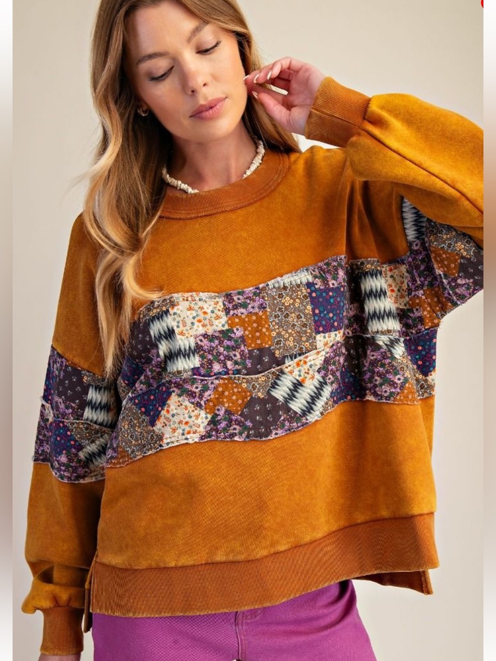 471 EASEL PRINT MX WASHED KNIT PULLOVER